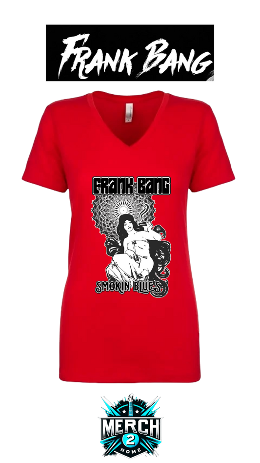 Frank Bang "Mary Jane Smokin' Blues" Women's V Neck T-Shirt--Merch2Home FREE SHIPPING-- (Copy)
